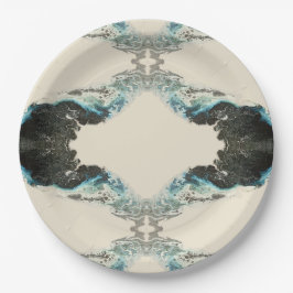 Plato De Papel Tidal Echoes — Abstract Fluid Ink Pattern