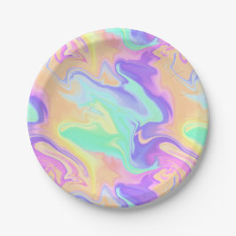 Plato De Papel Tie Dye Swirl Marble Retro Groovy