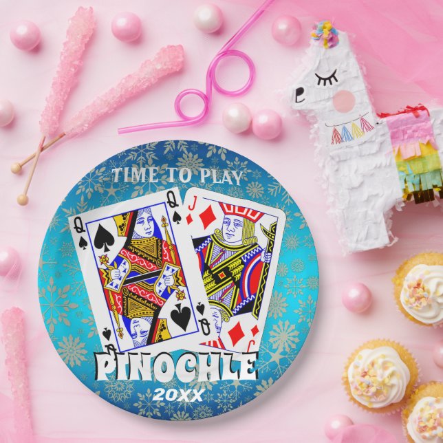 Plato De Papel Tiempo de jugar a Pinochle (Fiesta)