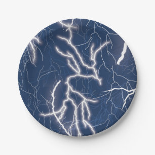 Plato De Papel Tiempo de la tempestad de truenos de la huelga del