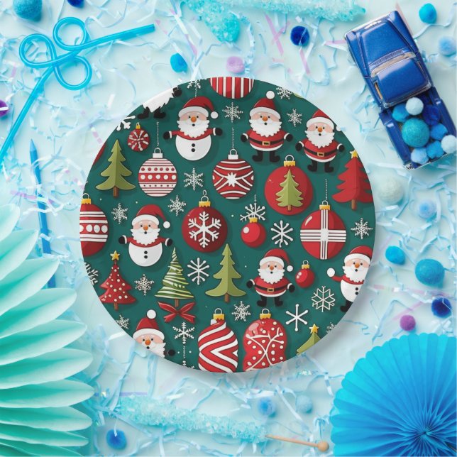 Plato De Papel Tiempo de navidades (Fiesta)