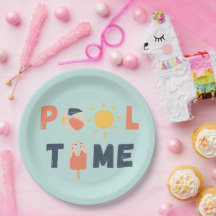 tiempo de pool. Placas y suministros fiestas