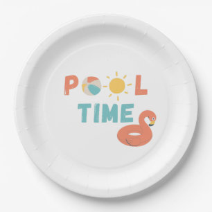 Plato De Papel tiempo de pool. Placas y suministros fiestas