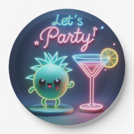 Plato De Papel Tiempo fiesta Neon Green