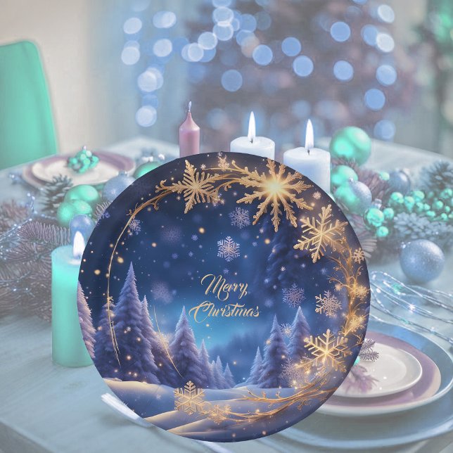 Plato De Papel Tiempo mágico de los Navidades - copos de nieve do (Subido por el creador)