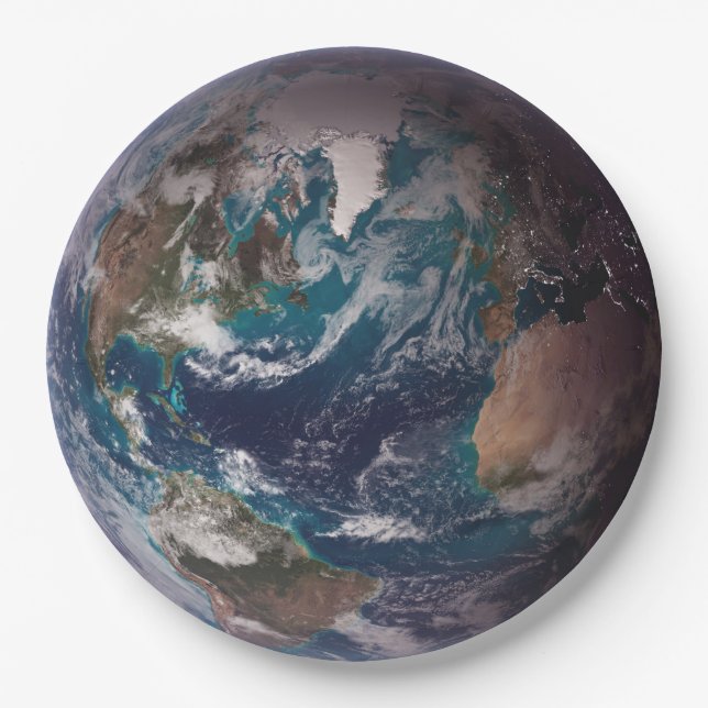 Plato De Papel Tierra de Mármol Azul (Hemisferio Occidental) (Anverso)