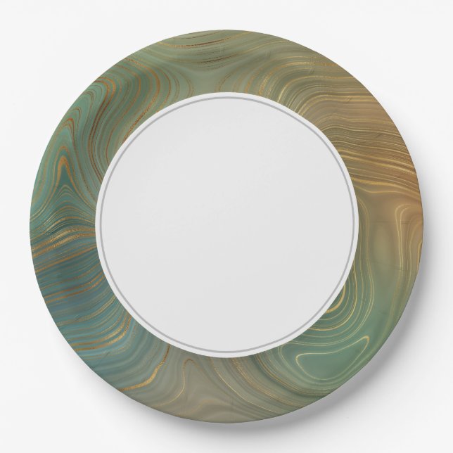 Plato De Papel Tierra Estratos Naranja Verde (Anverso)