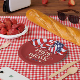 Plato De Papel Tierra Patriótica de la Banda Azul Blanco Rojo Lib