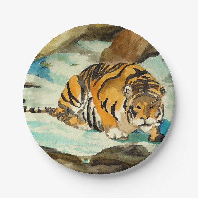 Plato De Papel Tigre acuarela (Anverso)