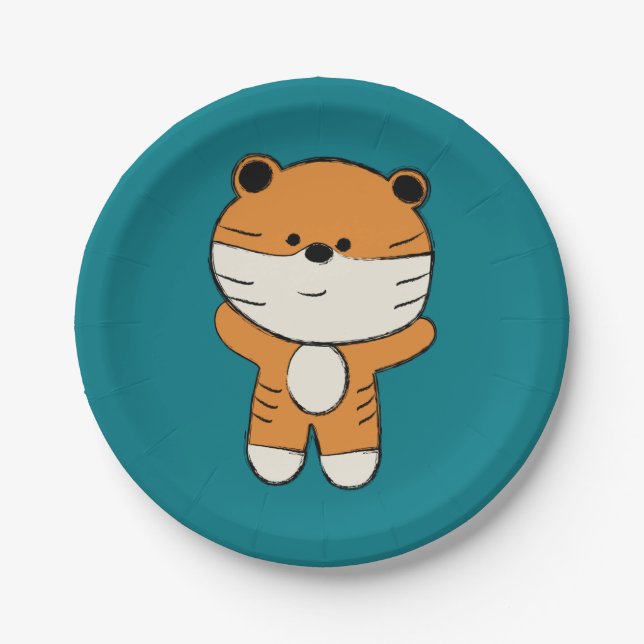 Plato De Papel Tigre Adorable (Anverso)