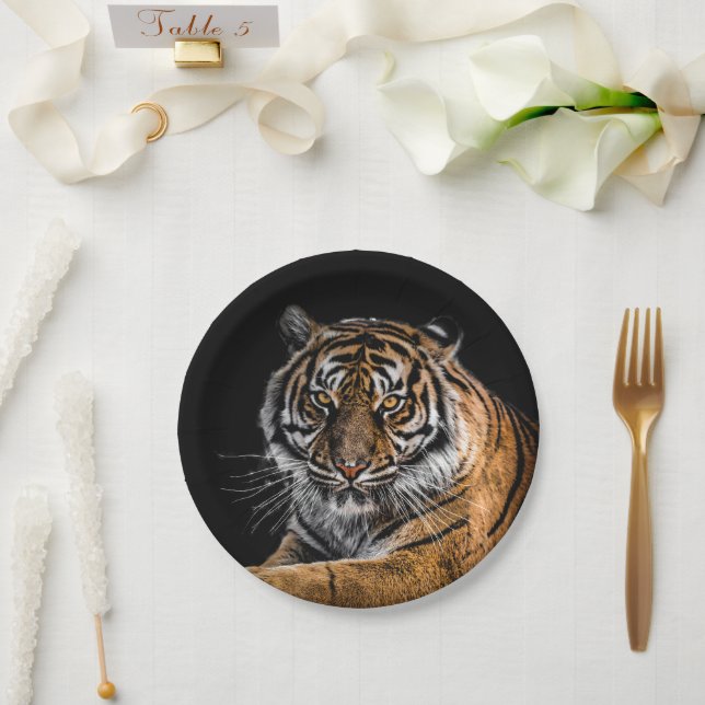 Plato De Papel Tigre animal de jungla salvaje (Boda)
