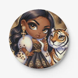 Plato De Papel Tigre de costado del Reino Animal