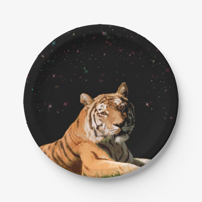 Plato De Papel Tigre debajo de la placa de papel de las estrellas (Anverso)
