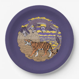 Plato De Papel Tigre y dragón