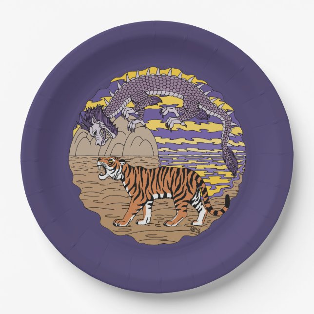 Plato De Papel Tigre y dragón (Anverso)