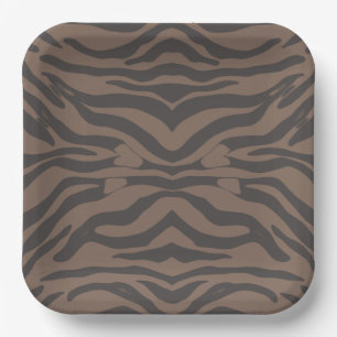 Plato De Papel Tigres marrones y negros