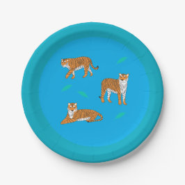 Plato De Papel Tigres Naranjas