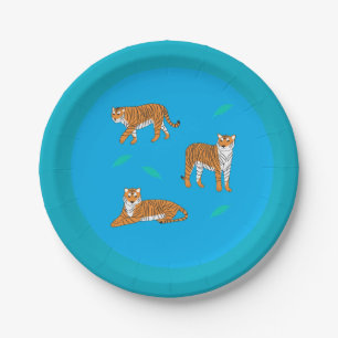 Plato De Papel Tigres Naranjas