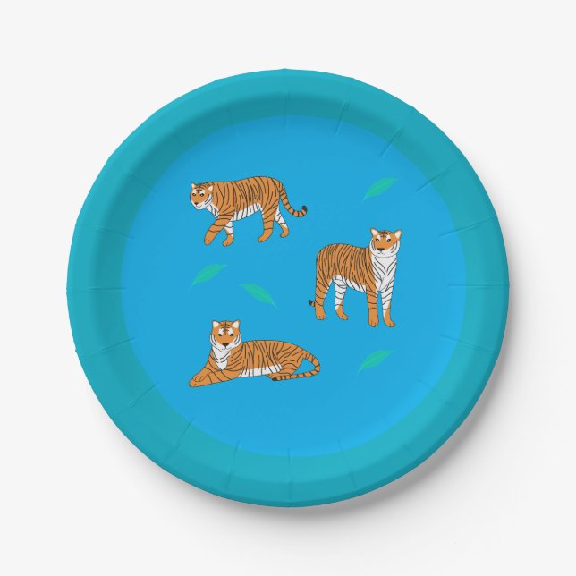 Plato De Papel Tigres Naranjas (Anverso)