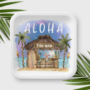 Plato De Papel Tiki Beach Bar Tropical Baby Shower