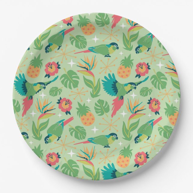 Plato De Papel Tiki Parrot Paper Plates (Anverso)