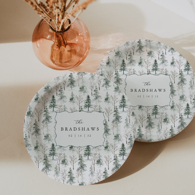 Plato De Papel Timber Grove Evergreen Forest Wedding (Subido por el creador)