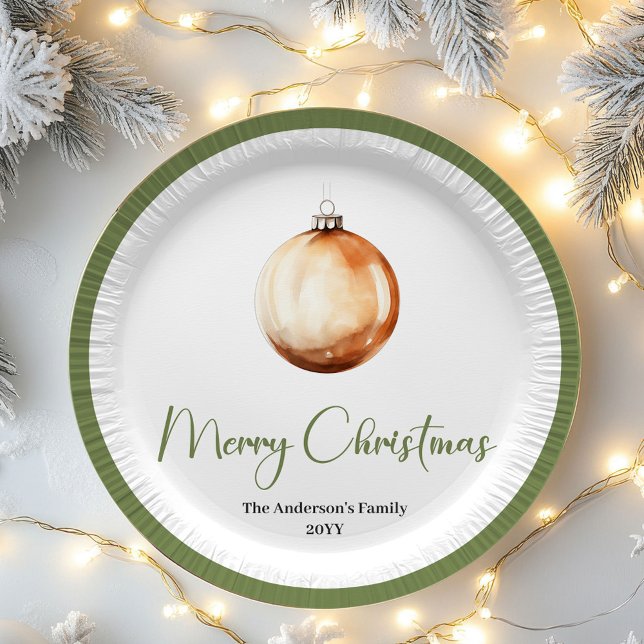 Plato De Papel Timeless Minimal Christmas Personalized Family  (Timeless Minimal Christmas Personalized Family Plates)