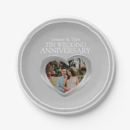 Plato De Papel Tin Boda Aniversario foto placa de papel de corazó