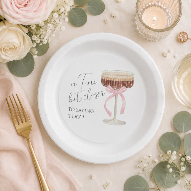Plato De Papel Tini Bit Closer Despedida de Soltera  (Tini Bit Closer paper plates)