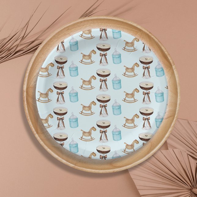 Plato De Papel Tini One Blue Espresso Martini Boy Baby Shower (Subido por el creador)