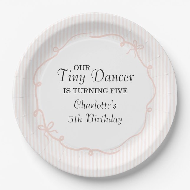Plato De Papel Tiny Dancer Ballerina Pink Girls Birthday (Anverso)
