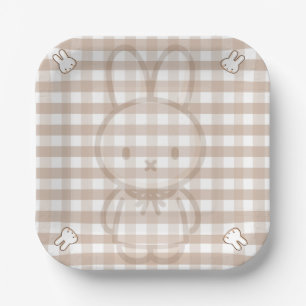 Plato De Papel Tiny Latte gingham