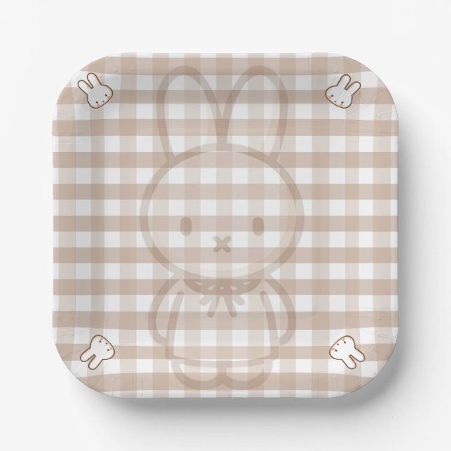 Plato De Papel Tiny Latte gingham (Anverso)