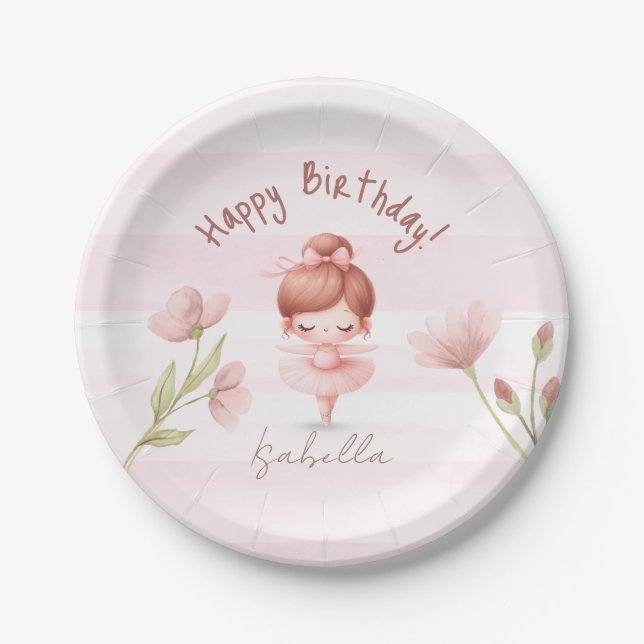 Plato De Papel Tiny Twirls – Ballerina  (Anverso)