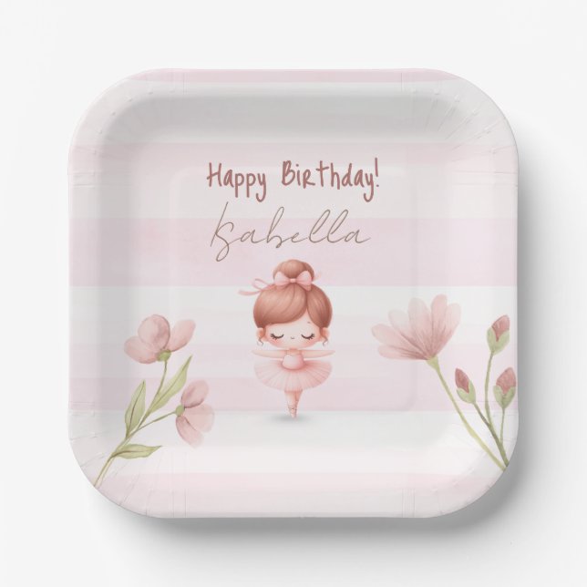 Plato De Papel Tiny Twirls – Ballerina  (Anverso)