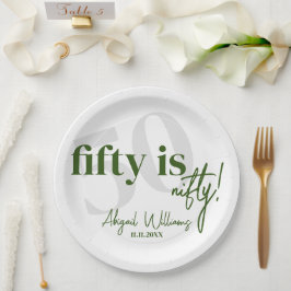 Plato De Papel Tipografía audaz con caligrafía 50 cumpleaños