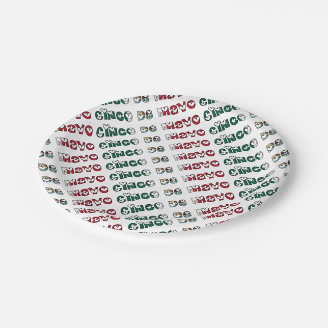 Plato De Papel Tipografía de color de la bandera mexicana Cinco d (Angular)