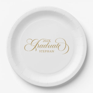Plato De Papel Tipografía elegante de guiones de oro para graduad