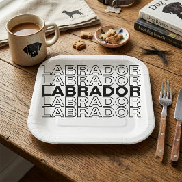 Plato De Papel Tipografía Gráfica Moderna y Negrita de Labrador