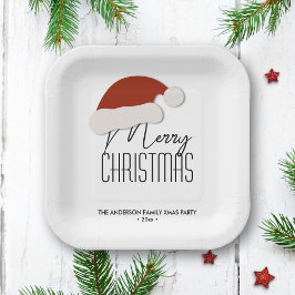 Plato De Papel Tipografía Minimalista moderna Feliz Fiesta navide