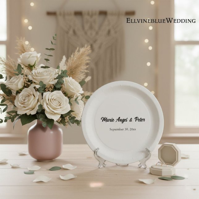 Plato De Papel Tipografía Minimalista y Elegante para Boda (Subido por el creador)