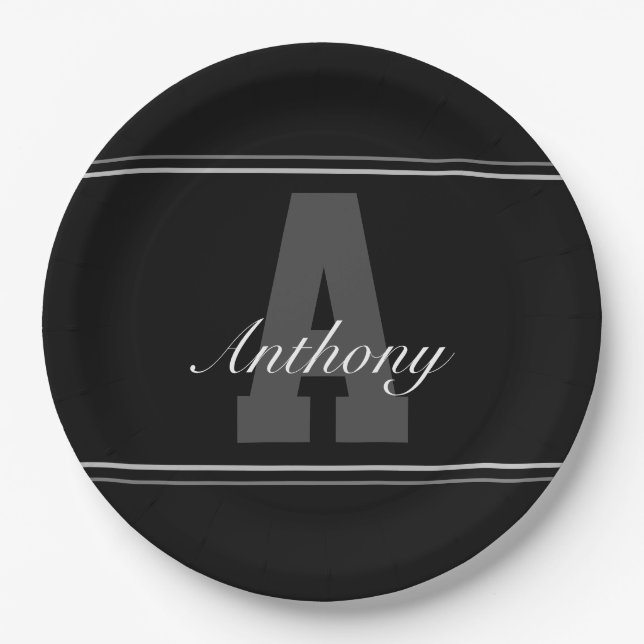 Plato De Papel Tipografía personalizada nombre placas de fiesta (Anverso)