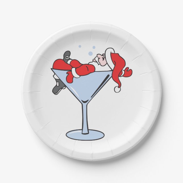 Plato De Papel Tipsy Santa (Anverso)