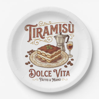 Plato De Papel Tiramisú Dolce Vita Postre Italiano 