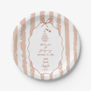 Plato De Papel Tiras caprichosas manuscritas boda pintada a mano