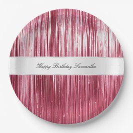 Plato De Papel Tiras de insel de glam rosado de bonito