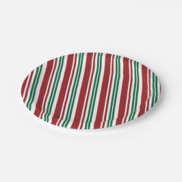 Plato De Papel Tiras de menta verde y roja