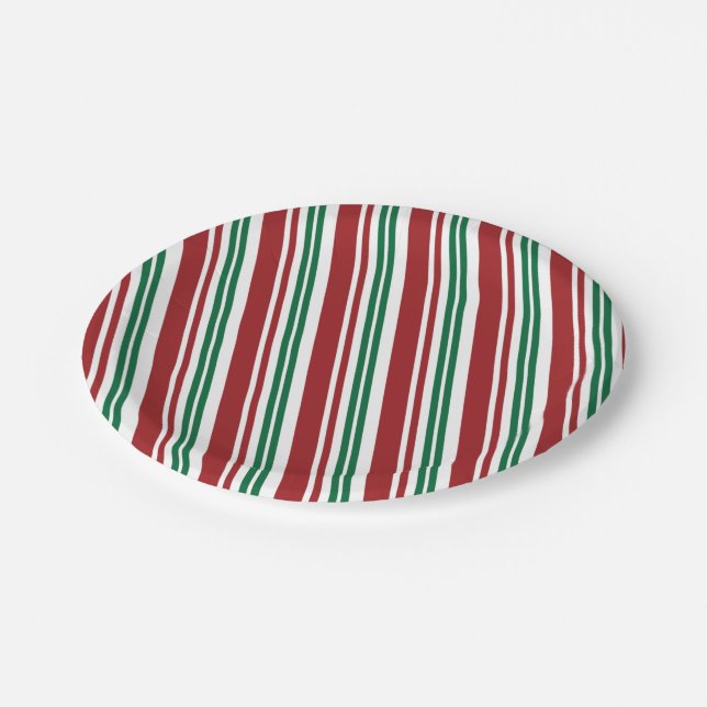 Plato De Papel Tiras de menta verde y roja (Angular)