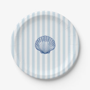 Plato De Papel Tiras náuticas de pintura de conchas marinas