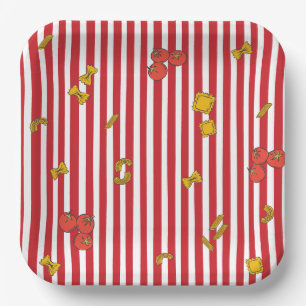 Plato De Papel Tiras Rojas Ciao Bambino Fiesta de Bienvenida al B